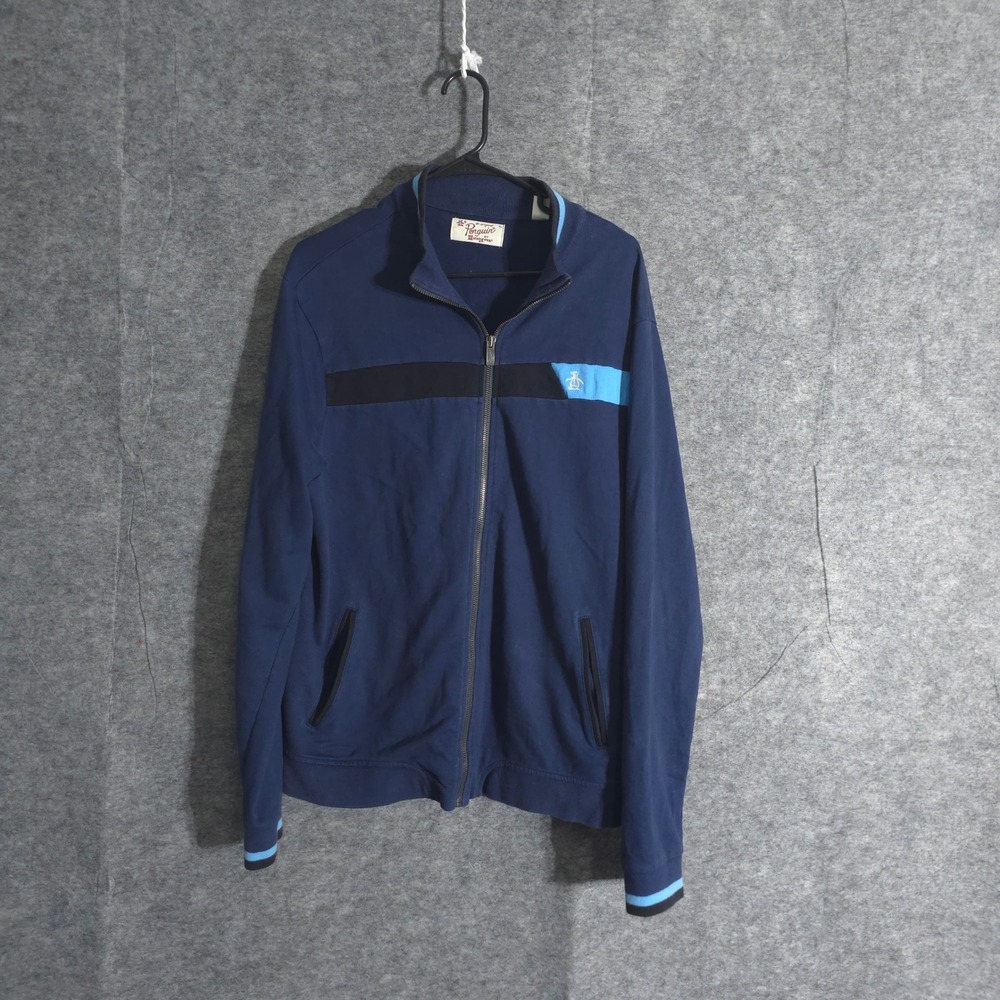 Original Penguin by Munsingwear Full Zip Track Jacket Mens XL Blue Logo Sports